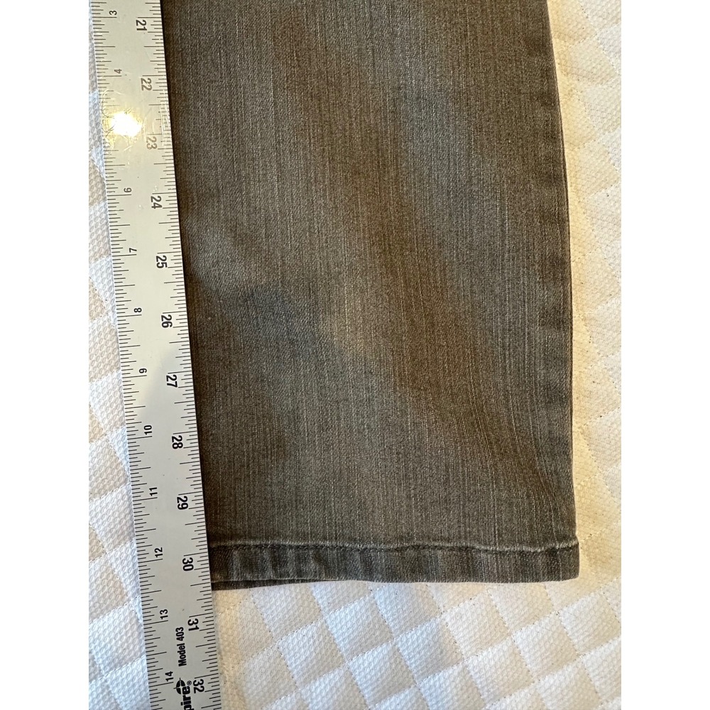 Chicos Platinum Denim Jeans Size 1 /Size 8 Reg Olive Brown Straight Leg - Picture 6 of 7